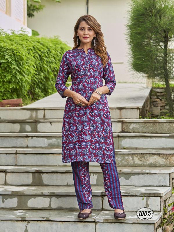 Banwery Rimzin Heavy Muslin Foil Print Kurti With Bottom Collection